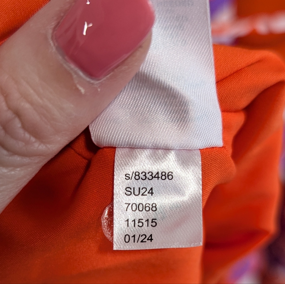 Ann Taylor Dress Sleeveless Elastic Waist Orange Purple Floral Lined Belt, 10P - Picture 7 of 7